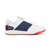 Puma Men’s Ignite Elevate Disc MD Spikeless Golf Shoes – White/Silver/Navy