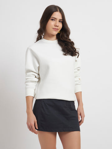 ZYBE Solid Crew Neck Sweatshirt for Women