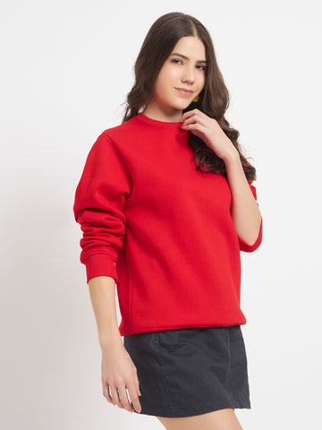 ZYBE Solid Crew Neck Sweatshirt for Women