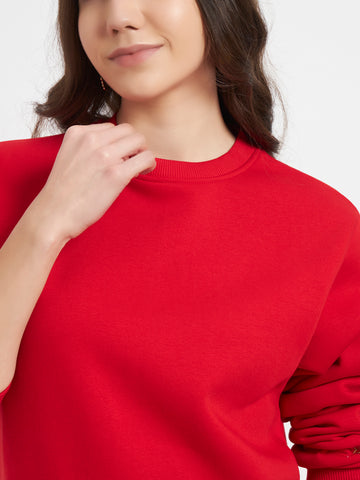 ZYBE Solid Crew Neck Sweatshirt for Women