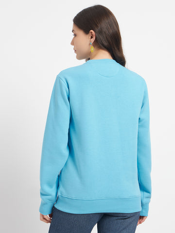 ZYBE Solid Crew Neck Sweatshirt for Women