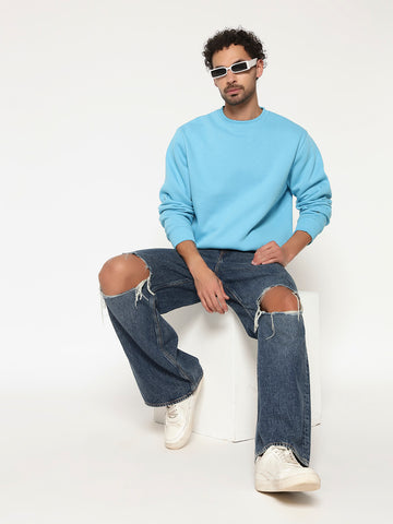 ZYBE Solid Crew Neck Sweatshirt for Men