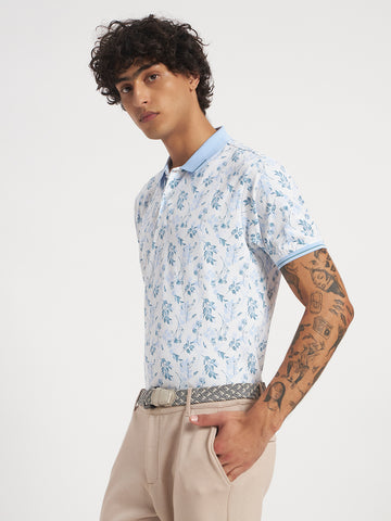 Sky Bloom Print Polo