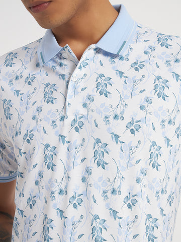 Sky Bloom Print Polo