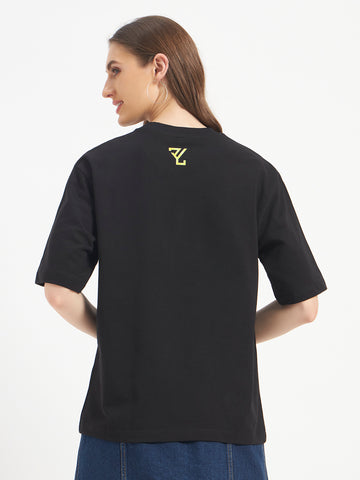 Oversized Essential T-Shirt For Women Washed Black
