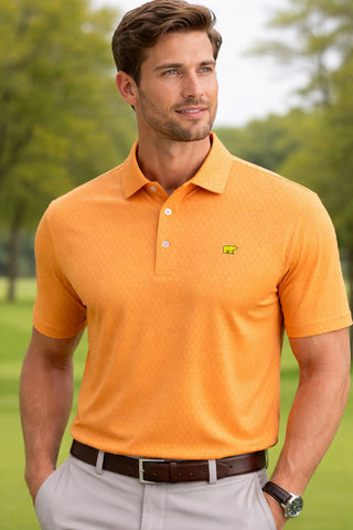 Men’s Solid Performance Golf Polo Shirt – Lightweight Breathable Fit (Orange)
