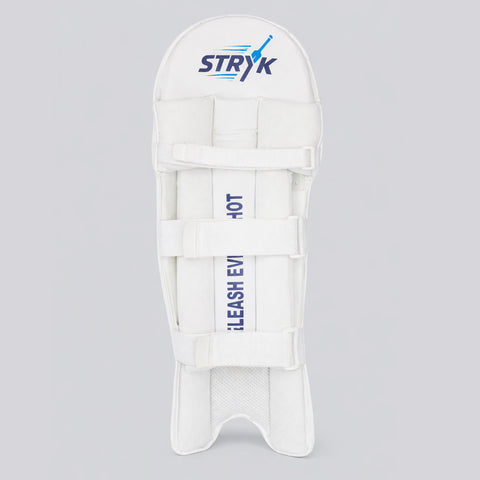 STRYK Cricket Batting Leg Guards for Men | Premium PU Facing | High Density Foam Padding | Lightweight Protection | White