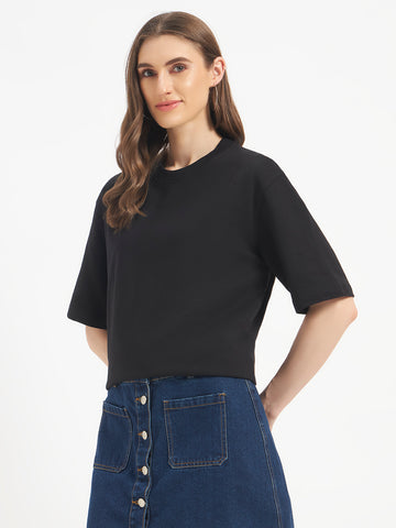 Oversized Essential T-Shirt For Women Washed Black