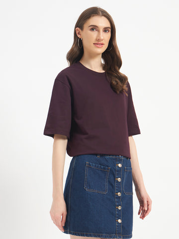 Oversized Essential T-Shirt For Women Dusty Purple