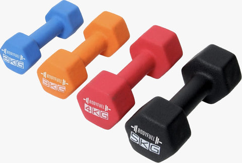 BodyFuel Neoprene Coated Dumbbell for Home Gym Exercises, Set of 2, 1Kg, 2Kg, 3kg, 4kg, 5kg,  6kg