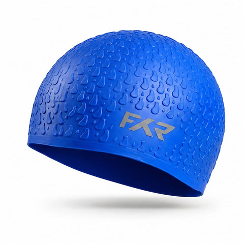 FYR Blue Ribbed Silicone Swimming Cap – Secure Fit Design