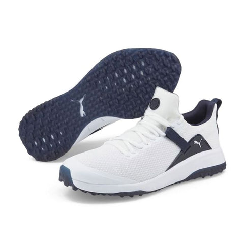 Puma Men’s Fusion Evo Spikeless MD Golf Shoes – White/Navy