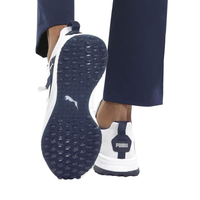 Puma Men’s Fusion Evo Spikeless MD Golf Shoes – White/Navy