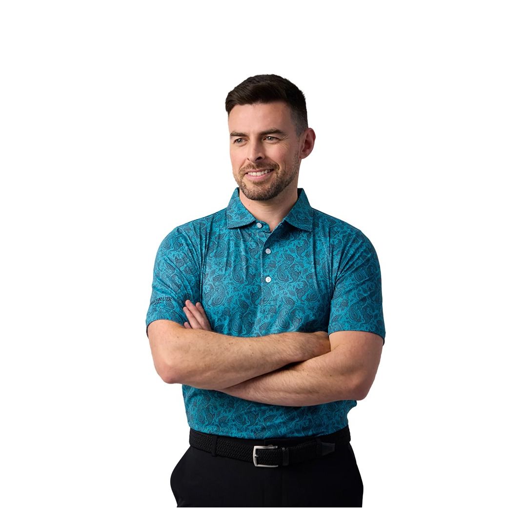 Glenmuir Men's Andrews Golf Polo - Lagoon Black