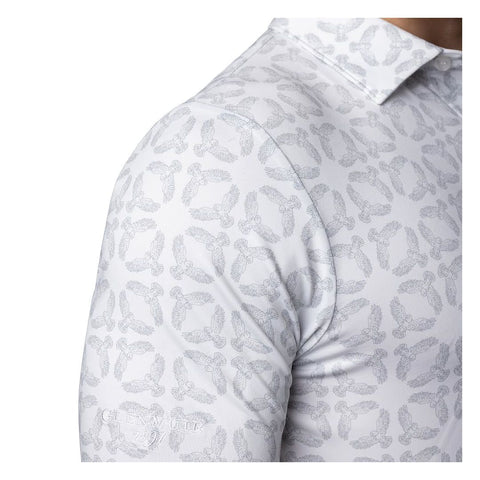 Glenmuir Men's Eagle Golf Polo - White/Light Grey