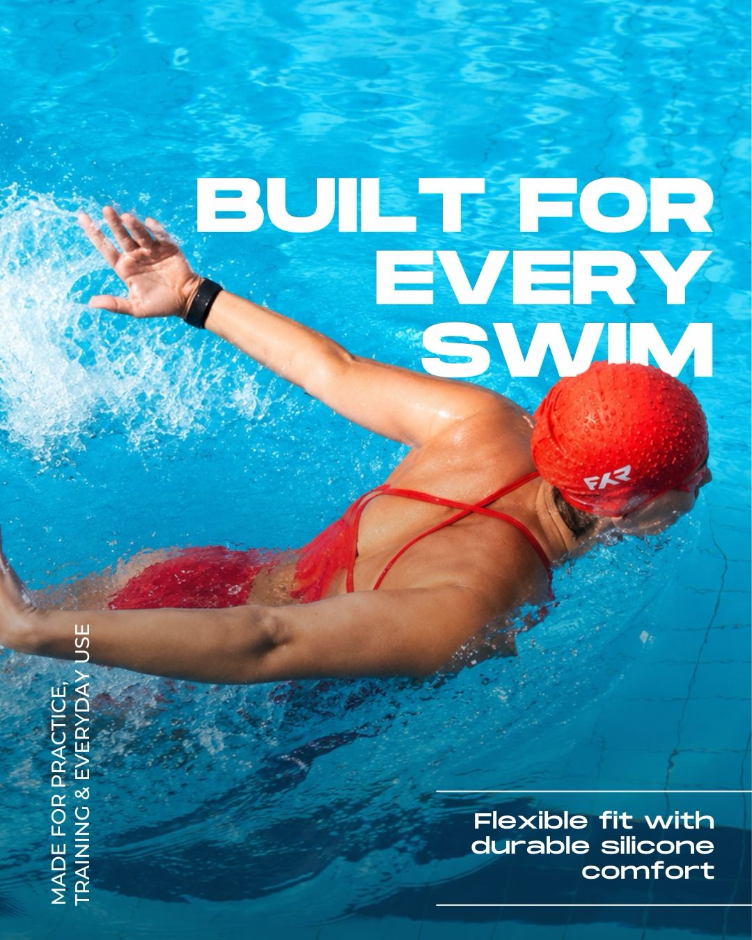 FYR Orange Silicone Swimming Cap