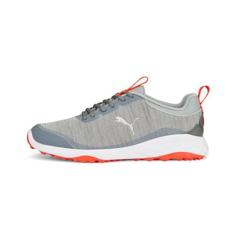 Puma Men’s Fusion Pro Spikeless MD Golf Shoes - Quarry/Silver/Red Blast