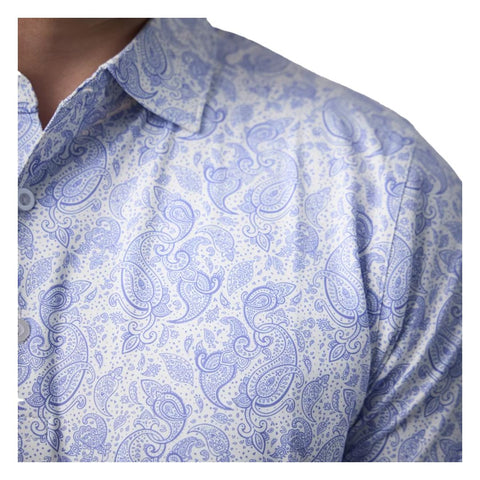 Glenmuir Men's Andrews Golf Polo - White/Light Blue