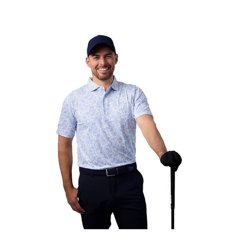Glenmuir Men's Andrews Golf Polo - White/Light Blue