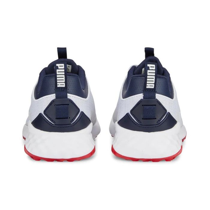 Puma Men’s Fusion Pro MD Spikeless Golf Shoes – White/Navy/Red